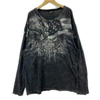 長袖Tシャツ Harley-Davidson 総柄L/Sカットソー 黒 (XXL) ブラック