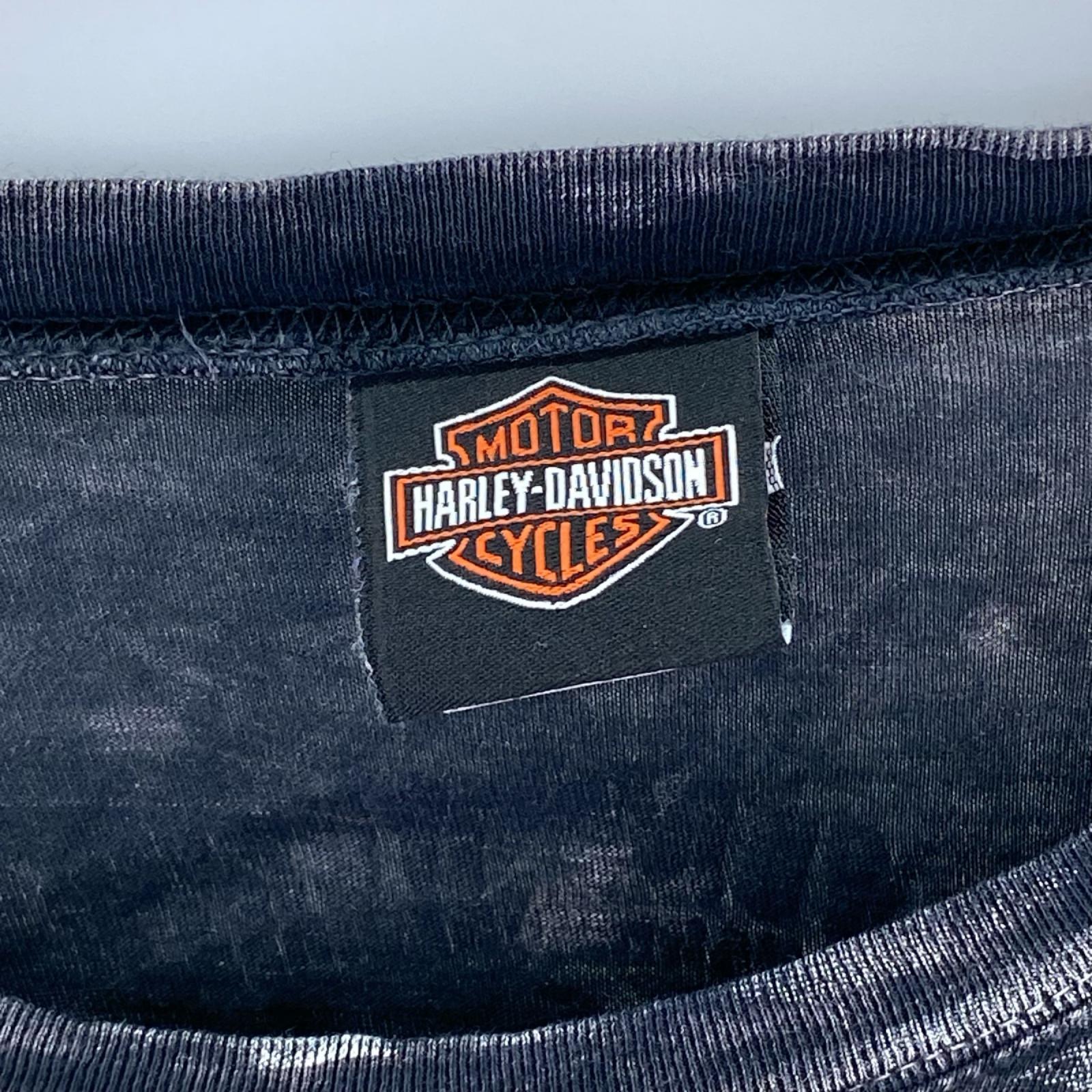 長袖Tシャツ Harley-Davidson 総柄L/Sカットソー 黒 (XXL) ブラック