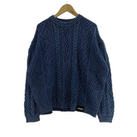 ニット WASHED CREWNECK CABLE SWEATER 24213NH-KNM01 インディゴ L ブルー