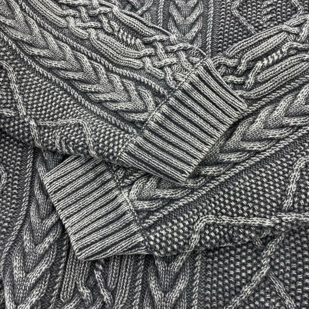 ニット WASHED CREWNECK CABLE SWEATER 24213NH-KNM01 グレー L グレー