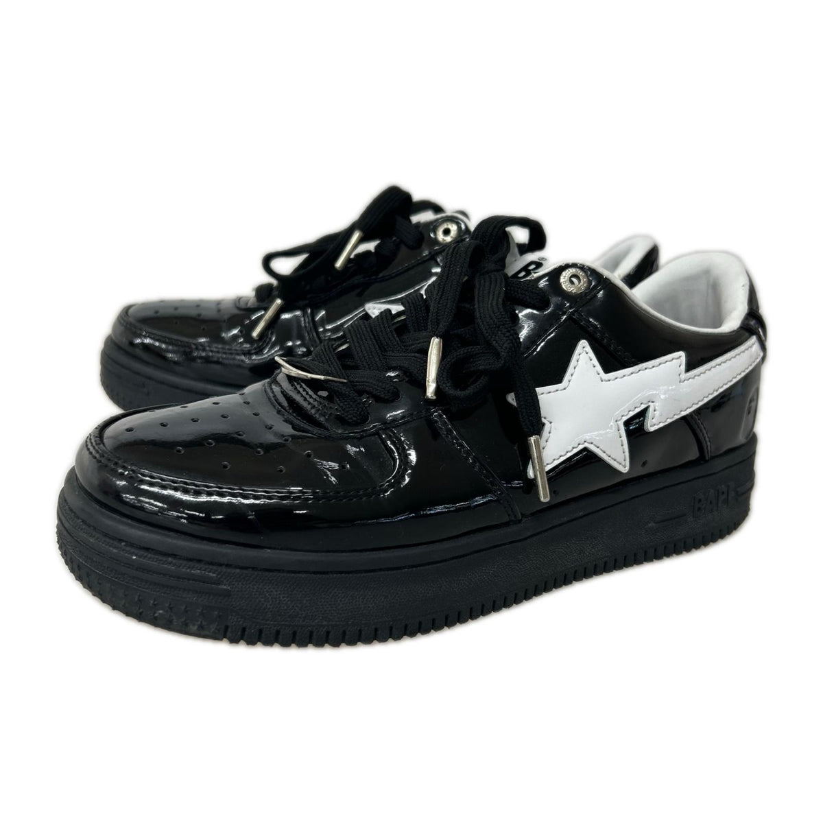 スニーカー BAPE STA エナメル 黒 26cm (US8 UK7 1/2 EU42) ブラック