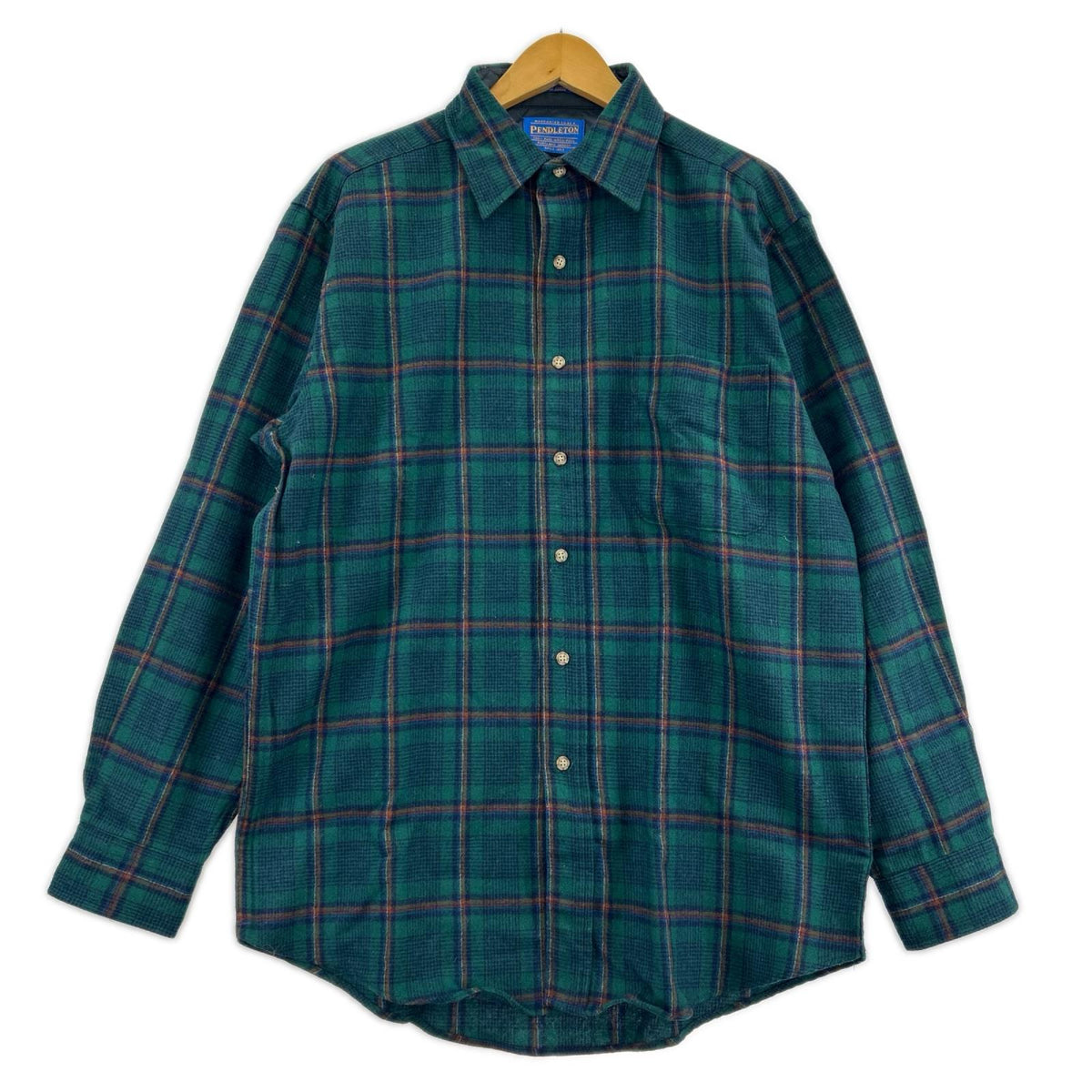 長袖シャツ PENDLETON USA製 チェックウールシャツ 緑 (M) M グリーン