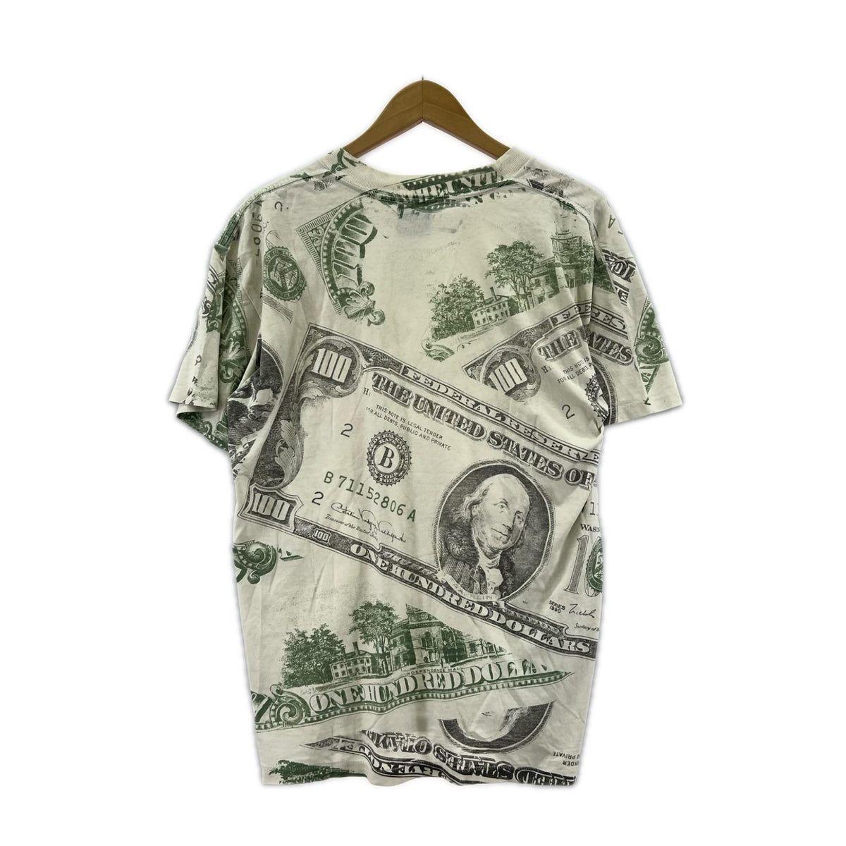 半袖Tシャツ USA製 100ドル総柄 Tee L
