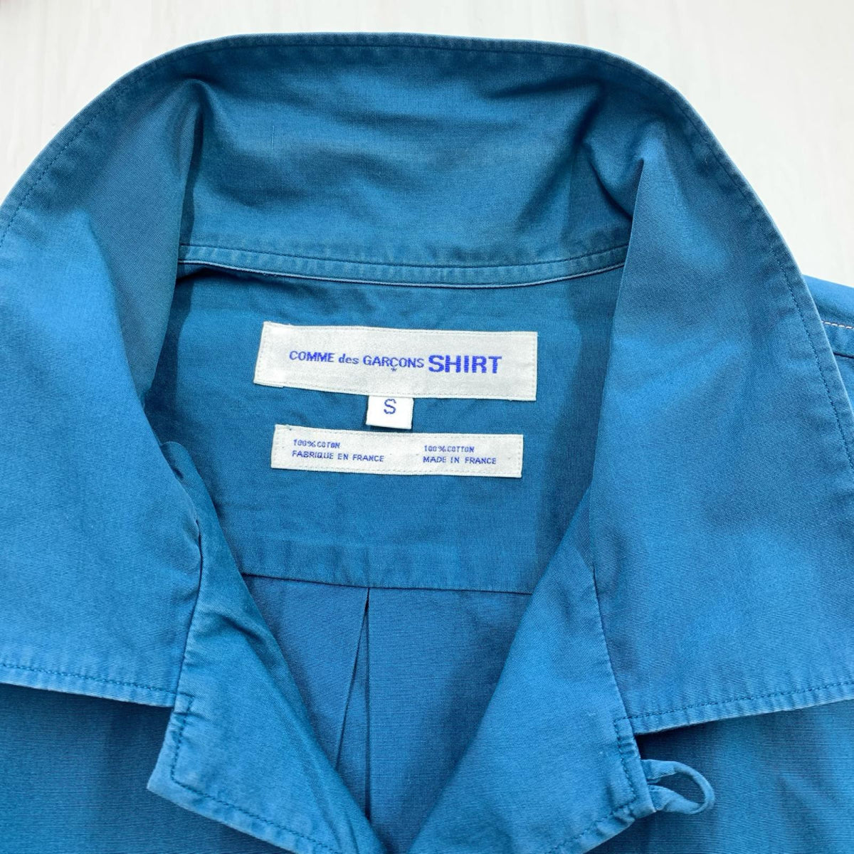 半袖シャツ COMME des GARCONS SHIRT フランス製 コットンオープンカラーシャツ S ターコイズ S