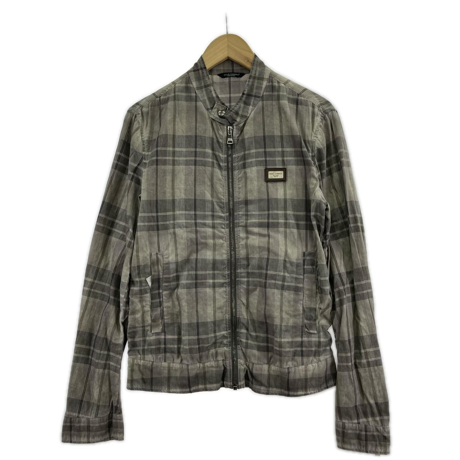 ジャケット DOLCE&GABBANA チェックブルゾン グレー (44) 44 グレー