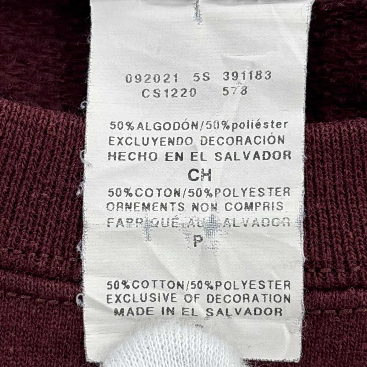 スウェット ボルドー (ASIA L)CHARLESTON S ワインレッド
