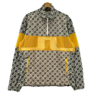ジャージ J.LINDEBERG ハーフジップ 総柄 ラインメッシュ 黄色 L