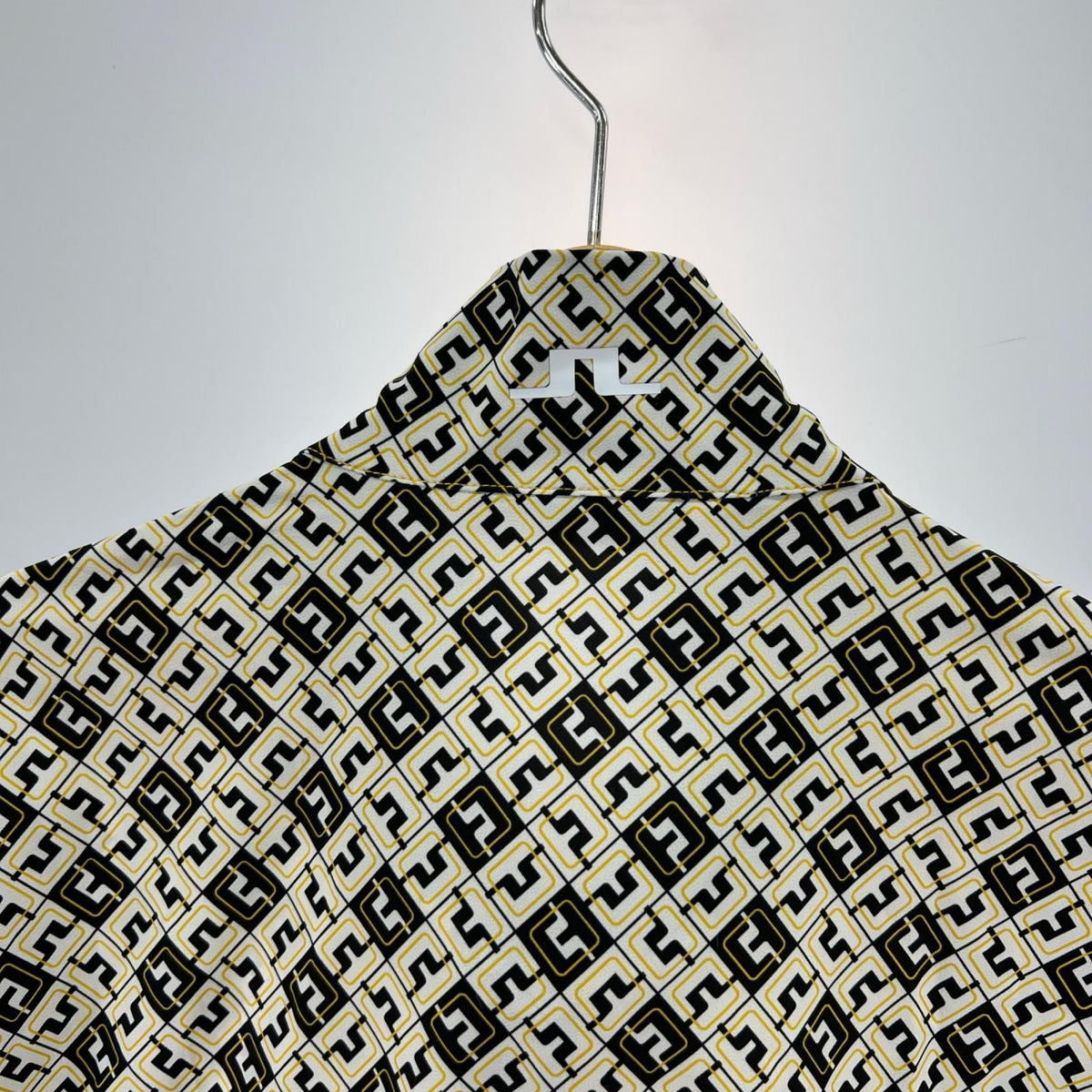 ジャージ J.LINDEBERG ハーフジップ 総柄 ラインメッシュ 黄色 L