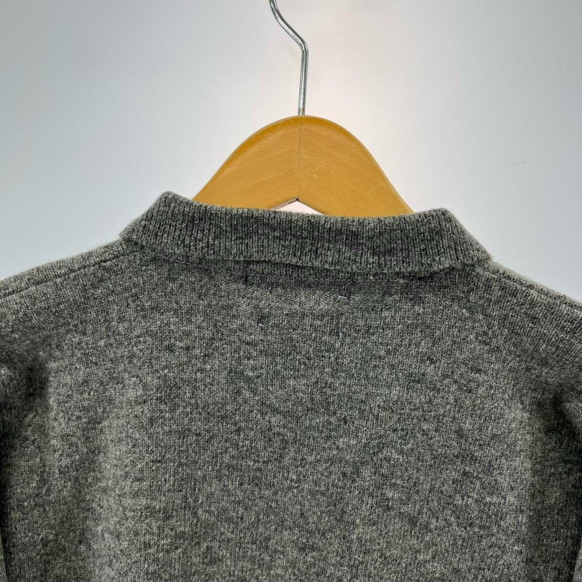 ニット ラムウール ポロニット グレー L グレー