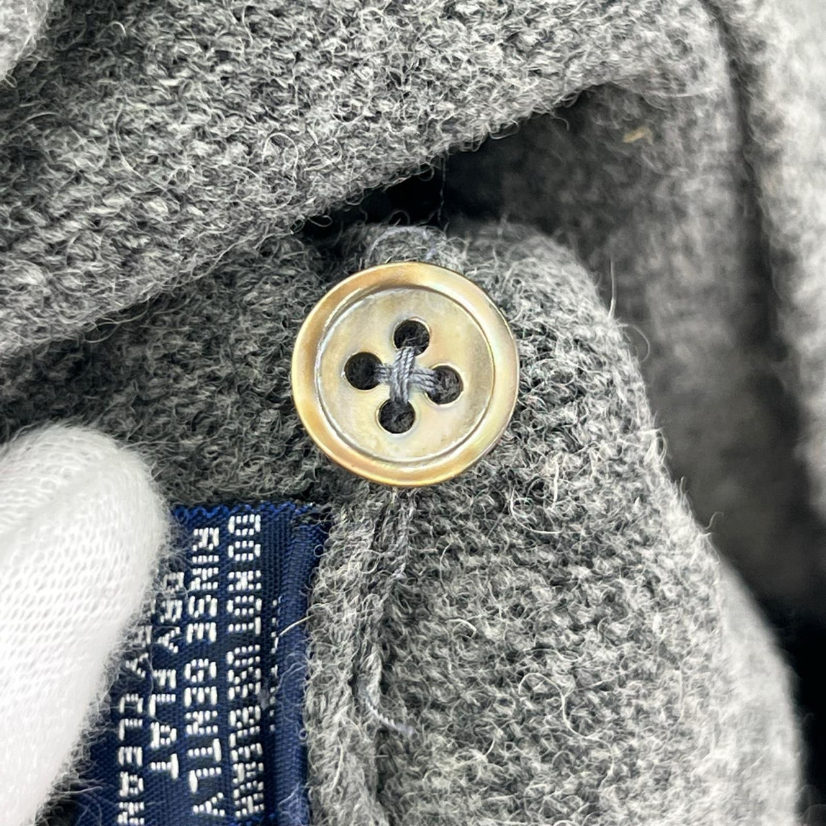 ニット ラムウール ポロニット グレー L グレー