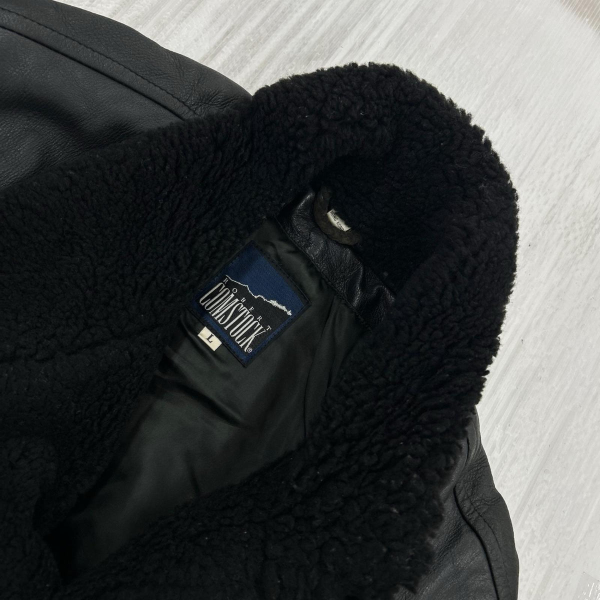 レザージャケット Robert Comstock Sherling Collar Leather Jacket L BLK L ブラック