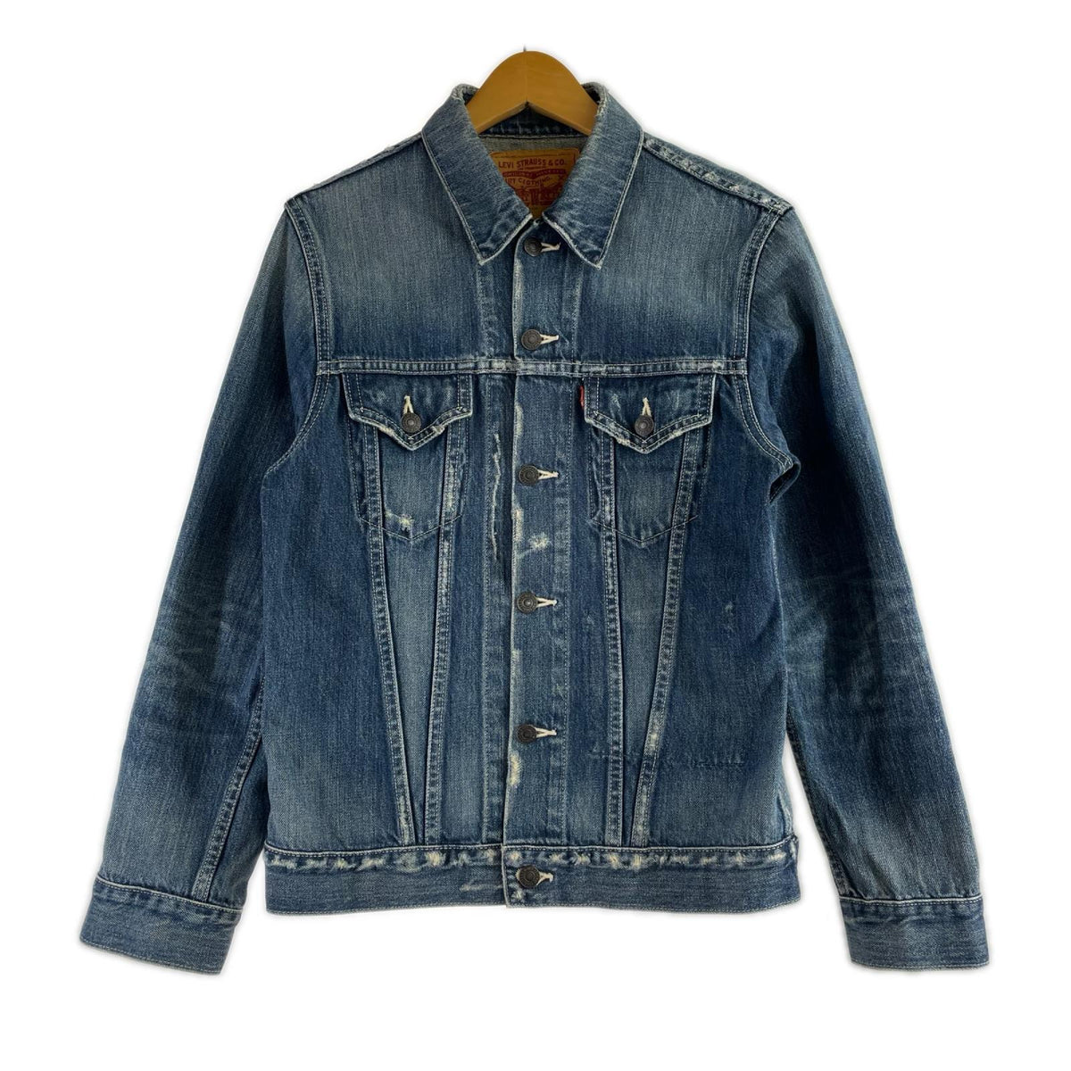 デニムジャケット ダメージリペア加工 青 (M) M ブルー