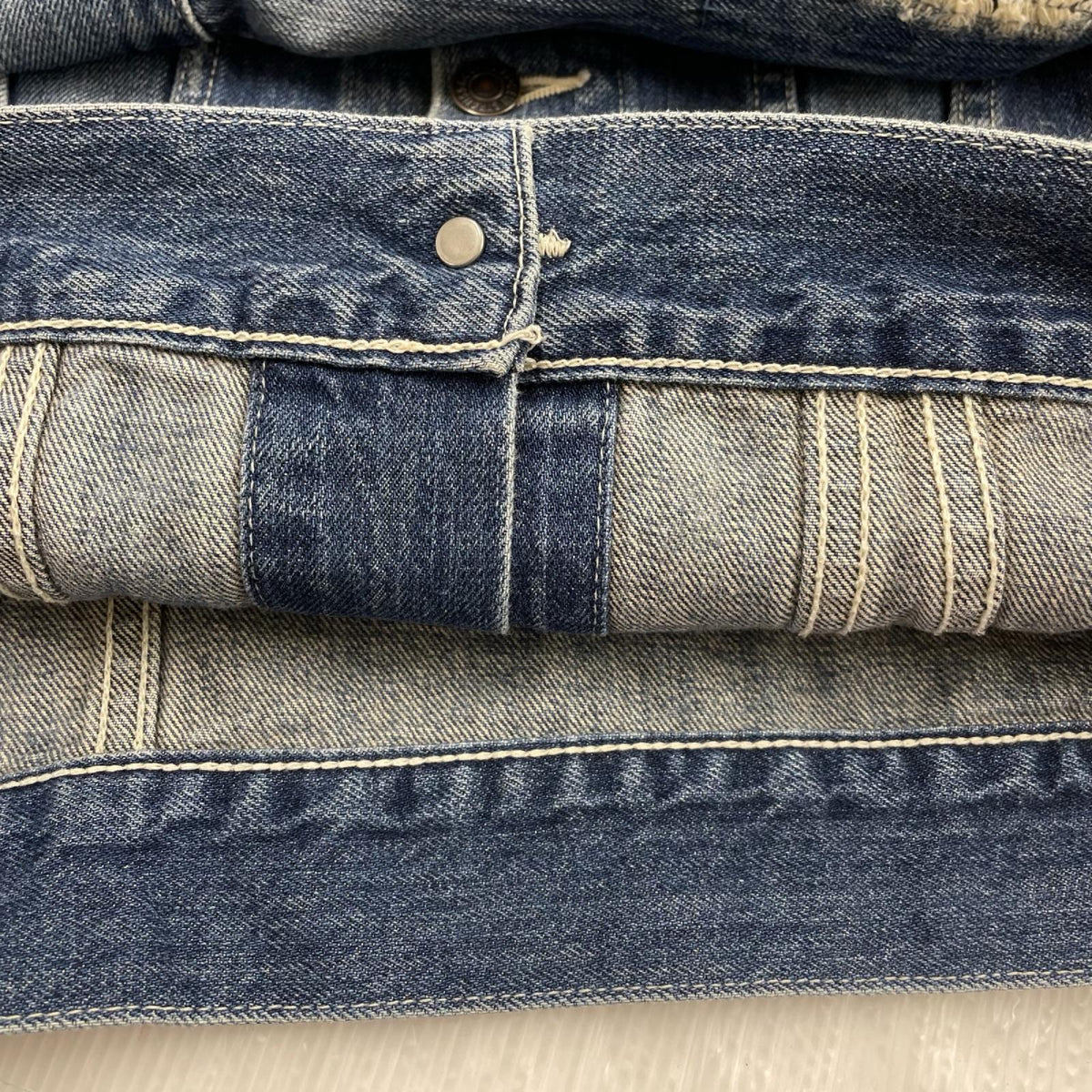 デニムジャケット ダメージリペア加工 青 (M) M ブルー