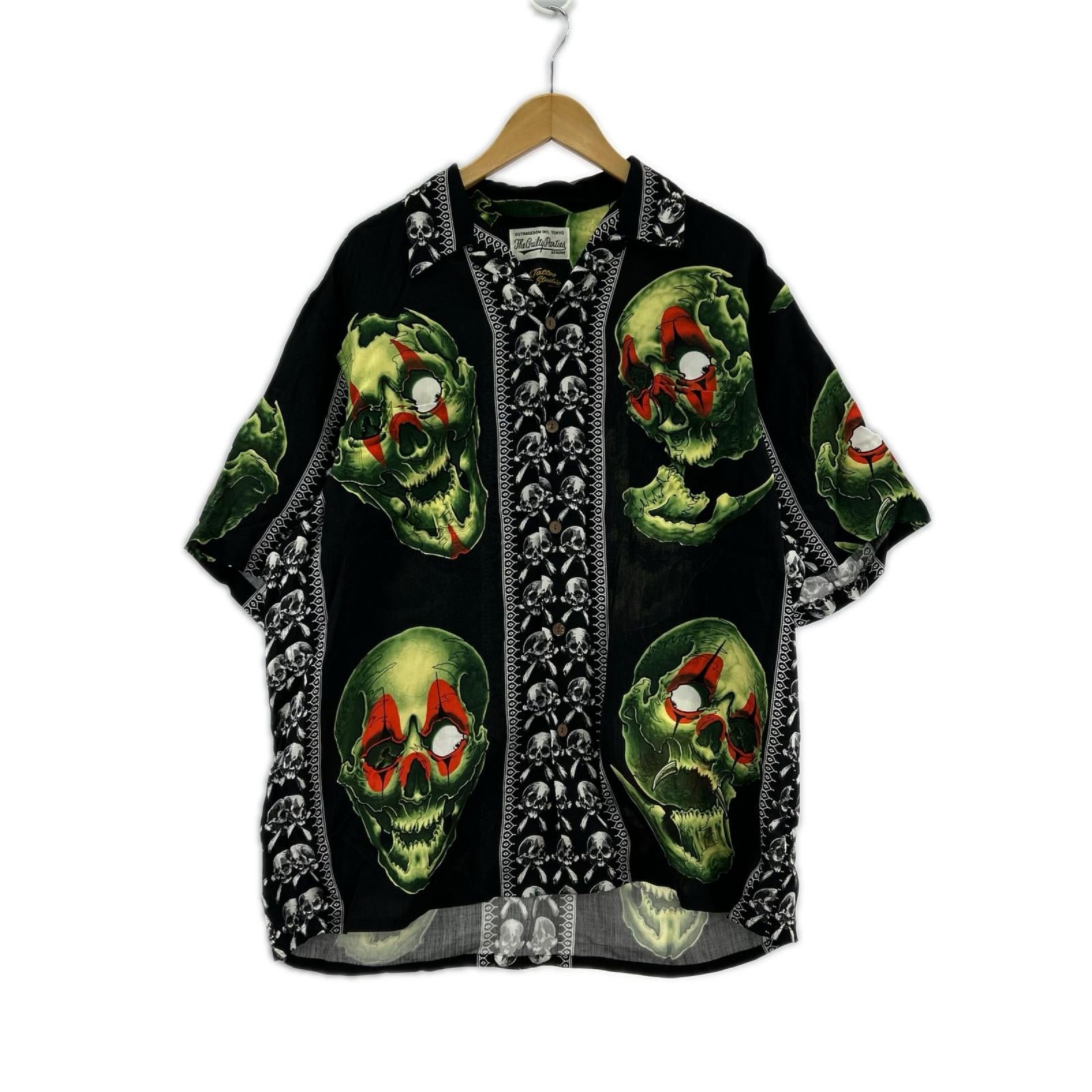 半袖シャツ 56 TATTOO STUDIO HAWAIIAN SHIRT L ブラック