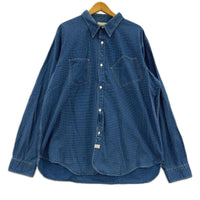 長袖シャツ ポルカドット インディゴ (XL) ブルー