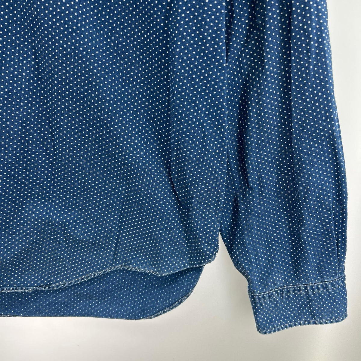 長袖シャツ ポルカドット インディゴ (XL) ブルー