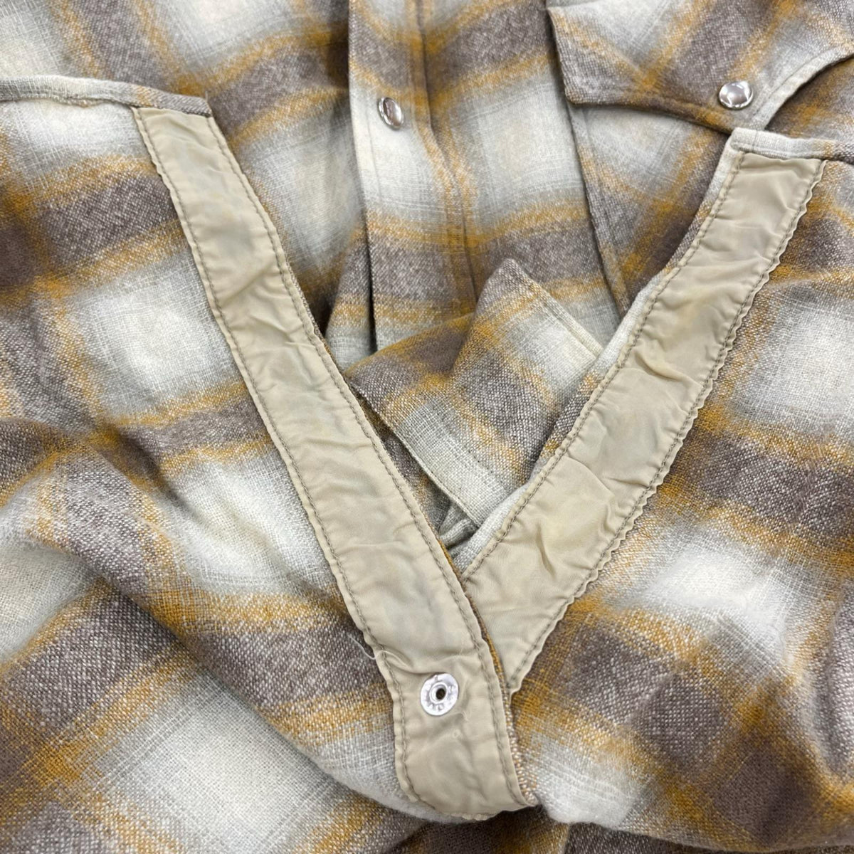 長袖シャツ 70s 80s オンブレチェックウエスタンシャツ(L) L ブラウン