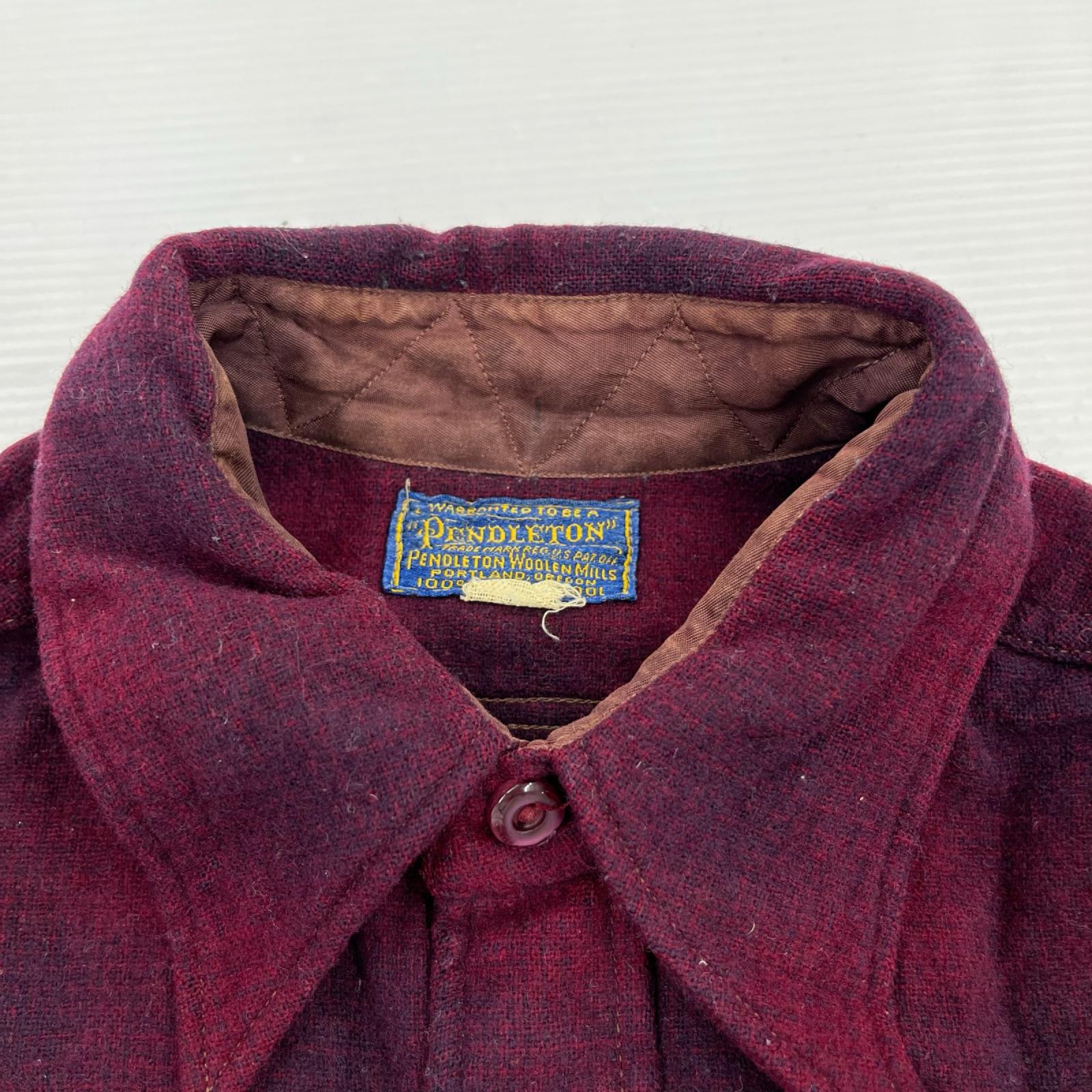 長袖シャツ 40s 50s オンブレチェックウールシャツ(-) レッド