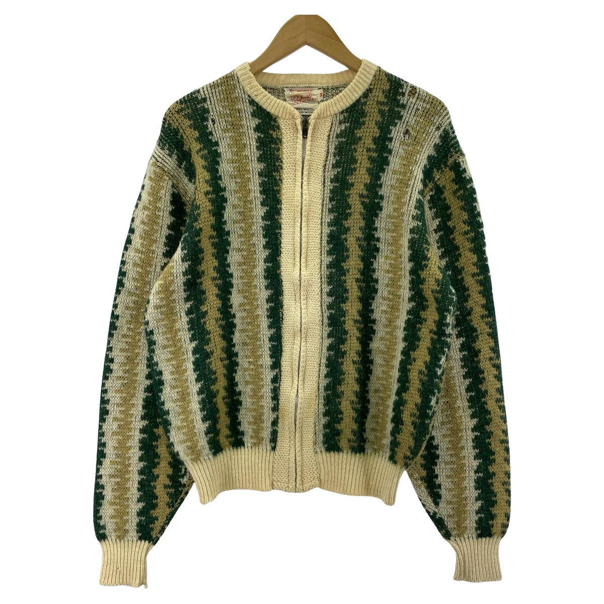 ニット 60s RAY BROOK ウールモヘア ジップ M グリーン