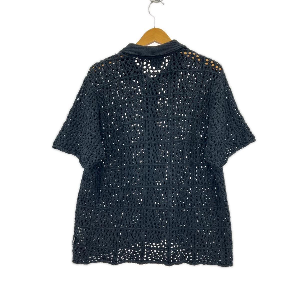 半袖シャツ STUSSY 22SS Crochet Shirt クロシェシャツ S 黒 S ブラック
