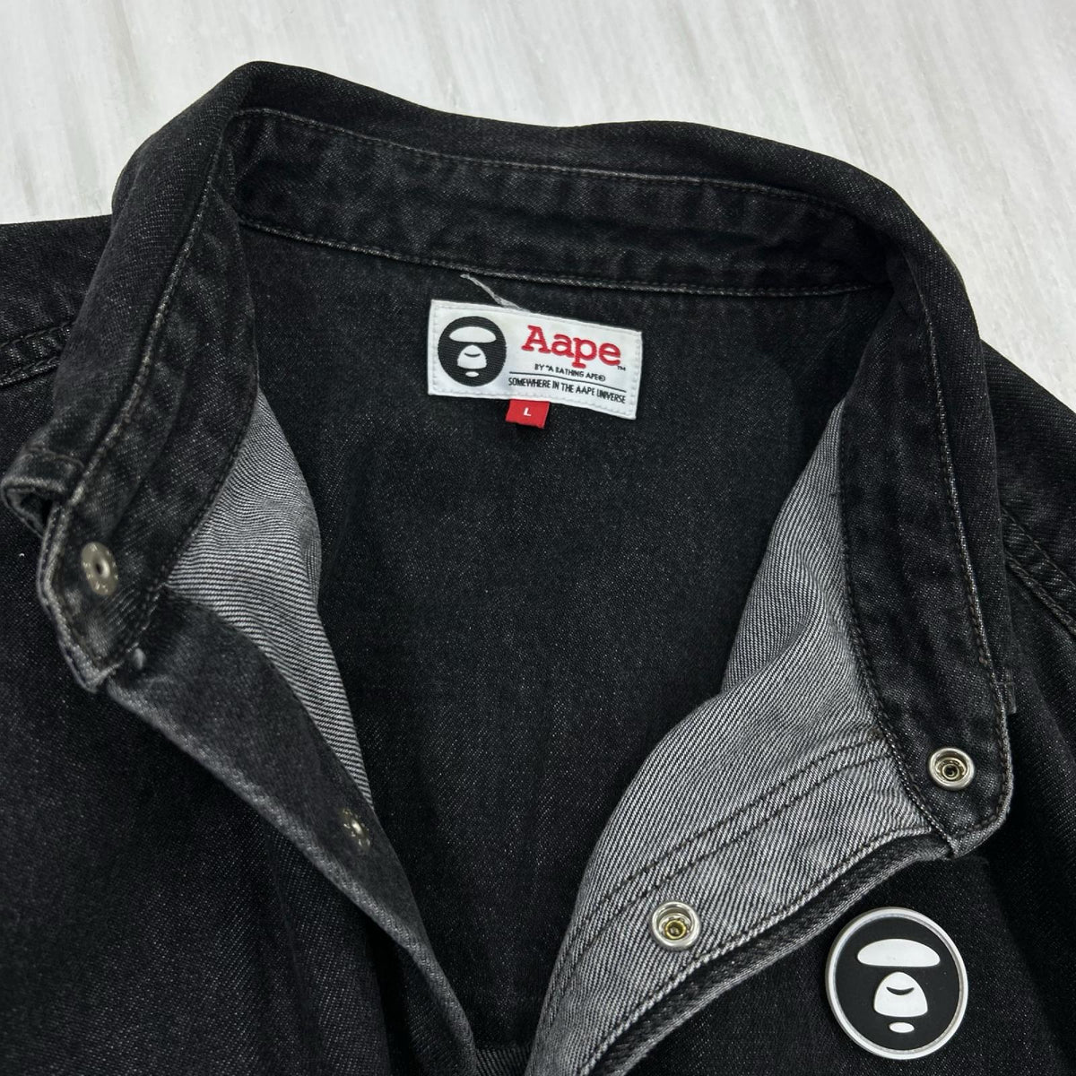 長袖シャツ Moonface chest pocket shirt L L ブラック