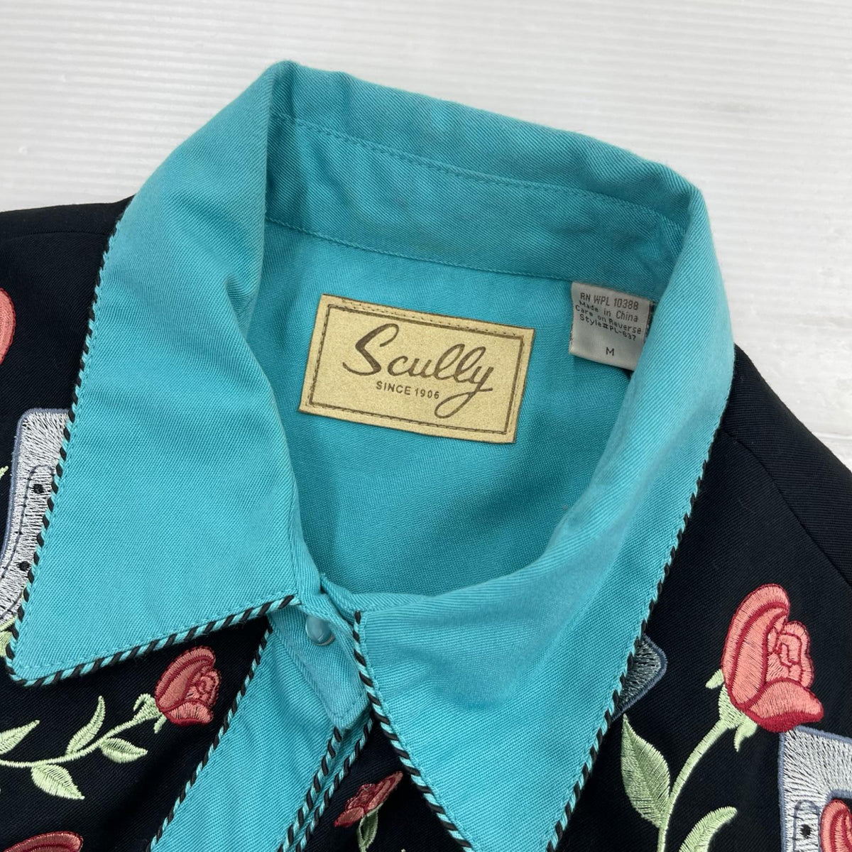 長袖シャツ Scully ウェスタンシャツ ライトブルー 刺繍 M