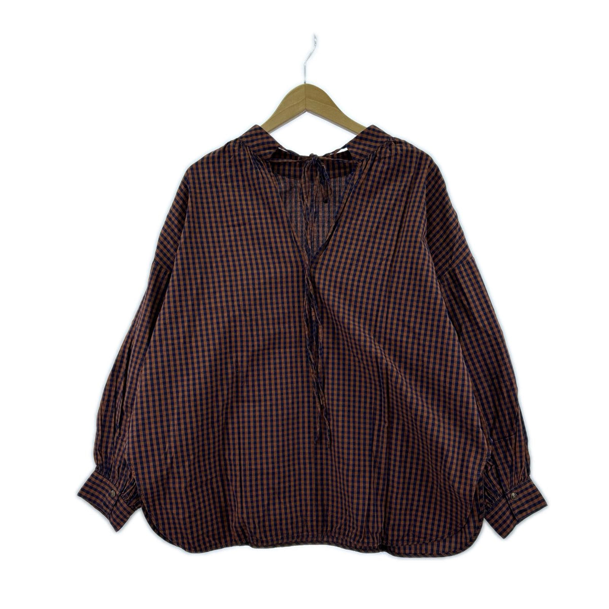 長袖Tシャツ epa/チェック フリー ブラウン