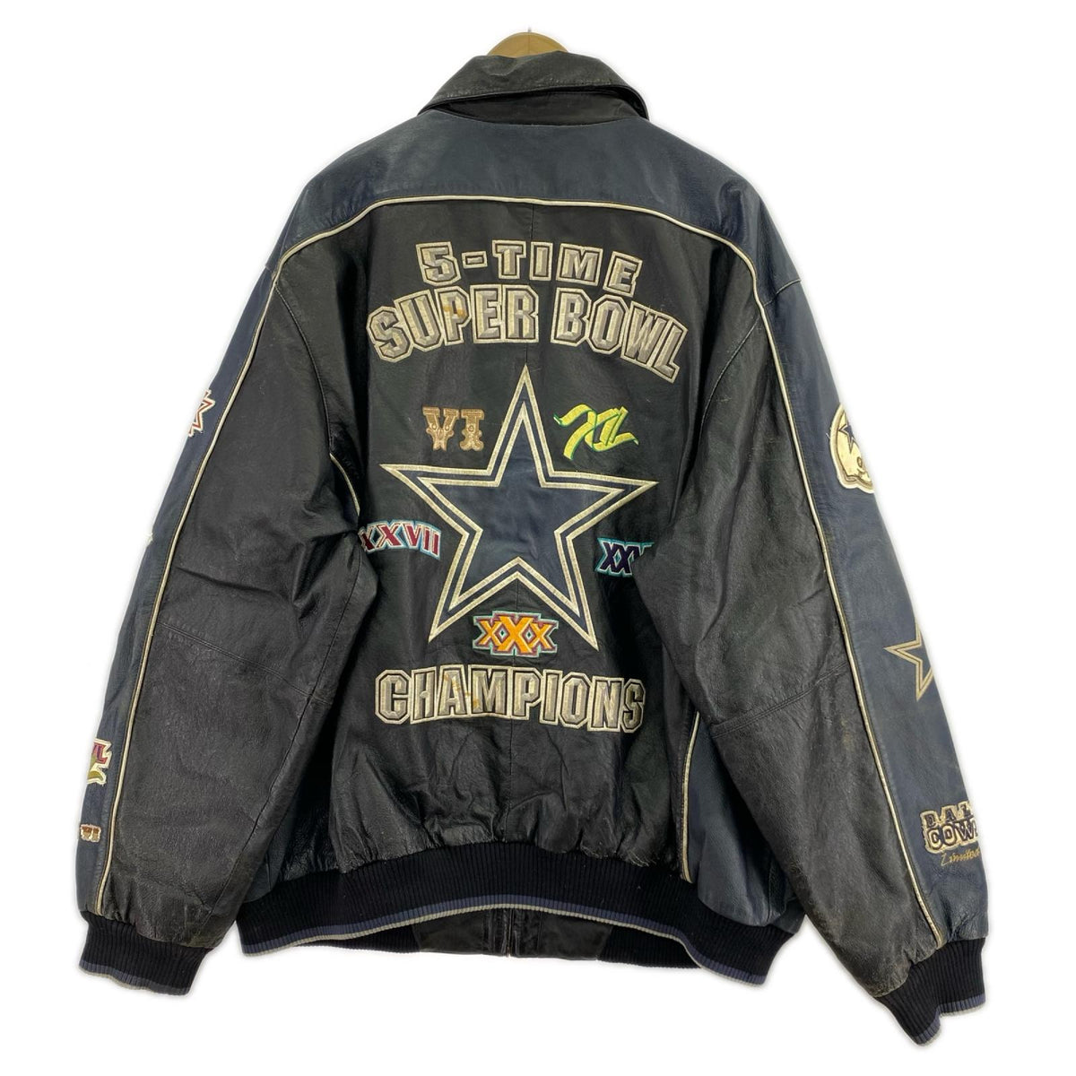 レザージャケット NFL ダラス・カウボーイズ SUPER BOWL レザースタジャン ブラック