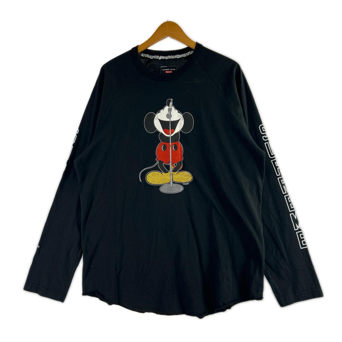 長袖Tシャツ ×NUMBER (N)INE×Mickey Raglan L/S Top L L ブラック