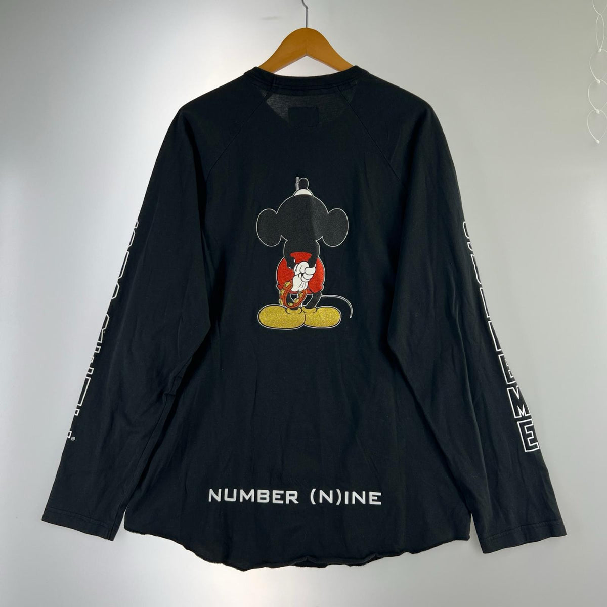 長袖Tシャツ ×NUMBER (N)INE×Mickey Raglan L/S Top L L ブラック