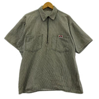 半袖シャツ 90s BEN DAVIS ヒッコリーハーフジップシャツ (M) M カーキ