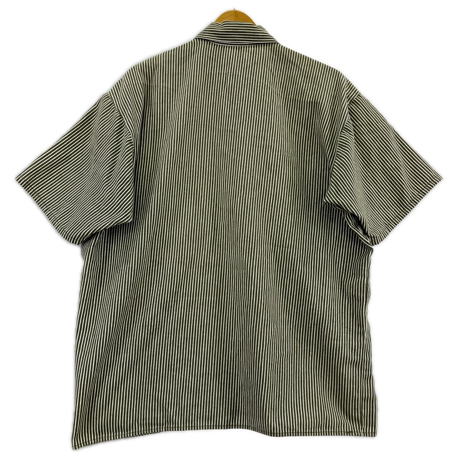 半袖シャツ 90s BEN DAVIS ヒッコリーハーフジップシャツ (M) M カーキ