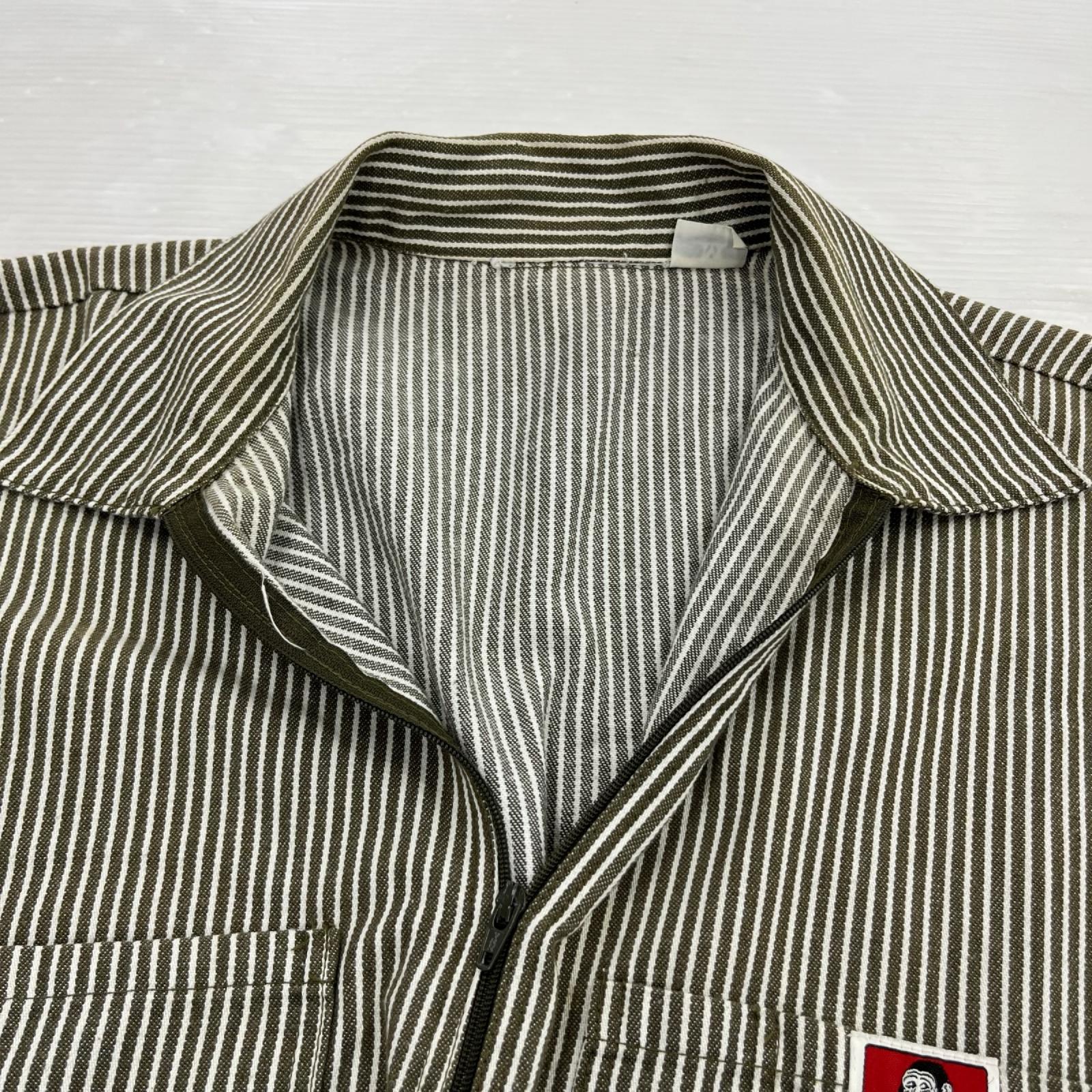 半袖シャツ 90s BEN DAVIS ヒッコリーハーフジップシャツ (M) M カーキ