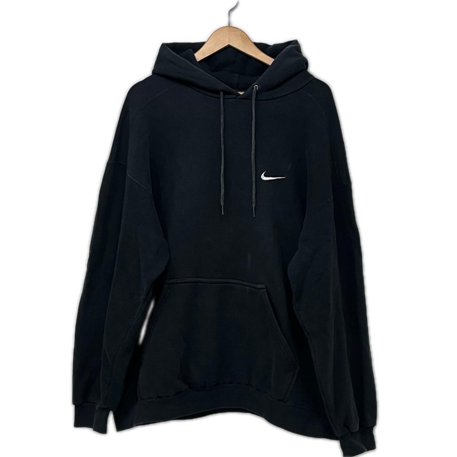 パーカー NIKE 90s USA製 スウォッシュ刺繍パーカー L ブラック L