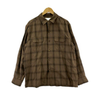 長袖シャツ WACKO MARIA OMBRE CHECK OPEN COLLAR レーヨンシャツ M ブラウン M ブラウン