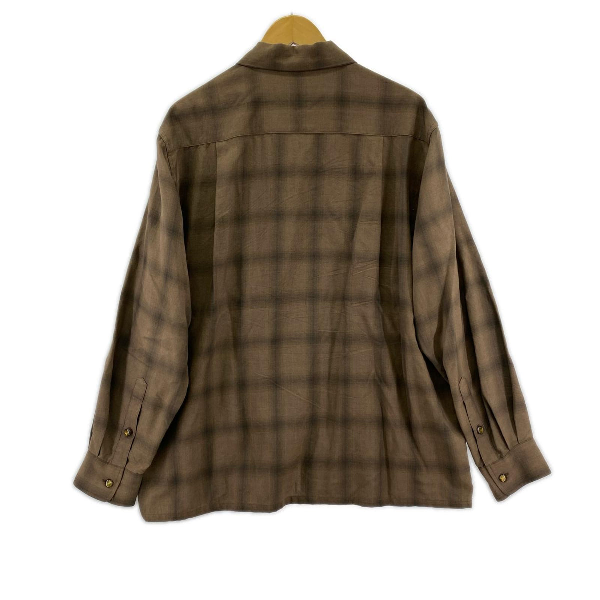 長袖シャツ WACKO MARIA OMBRE CHECK OPEN COLLAR レーヨンシャツ M ブラウン M ブラウン