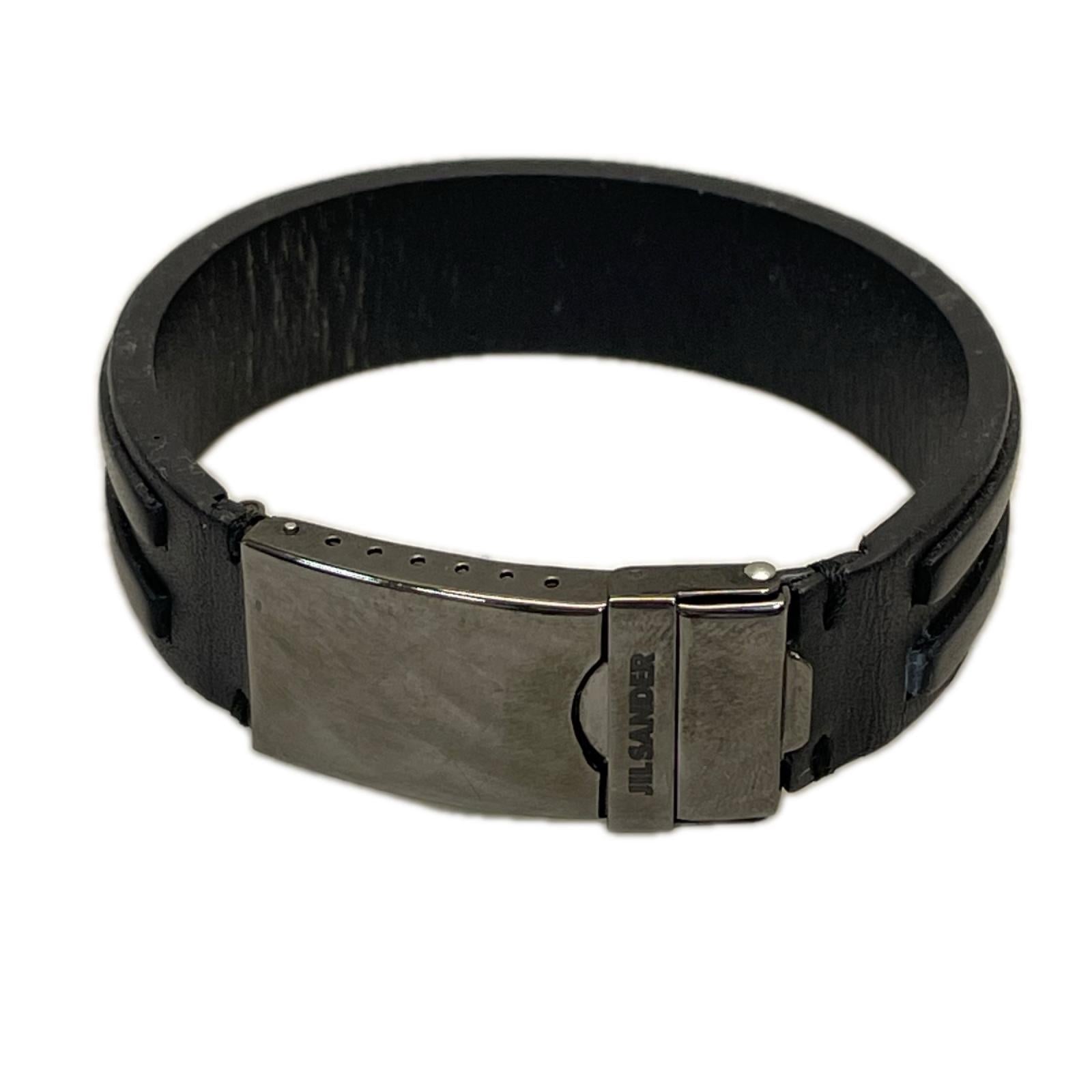 ブレスレット JIL SANDER クラスプ レザーブレスレット ブラック