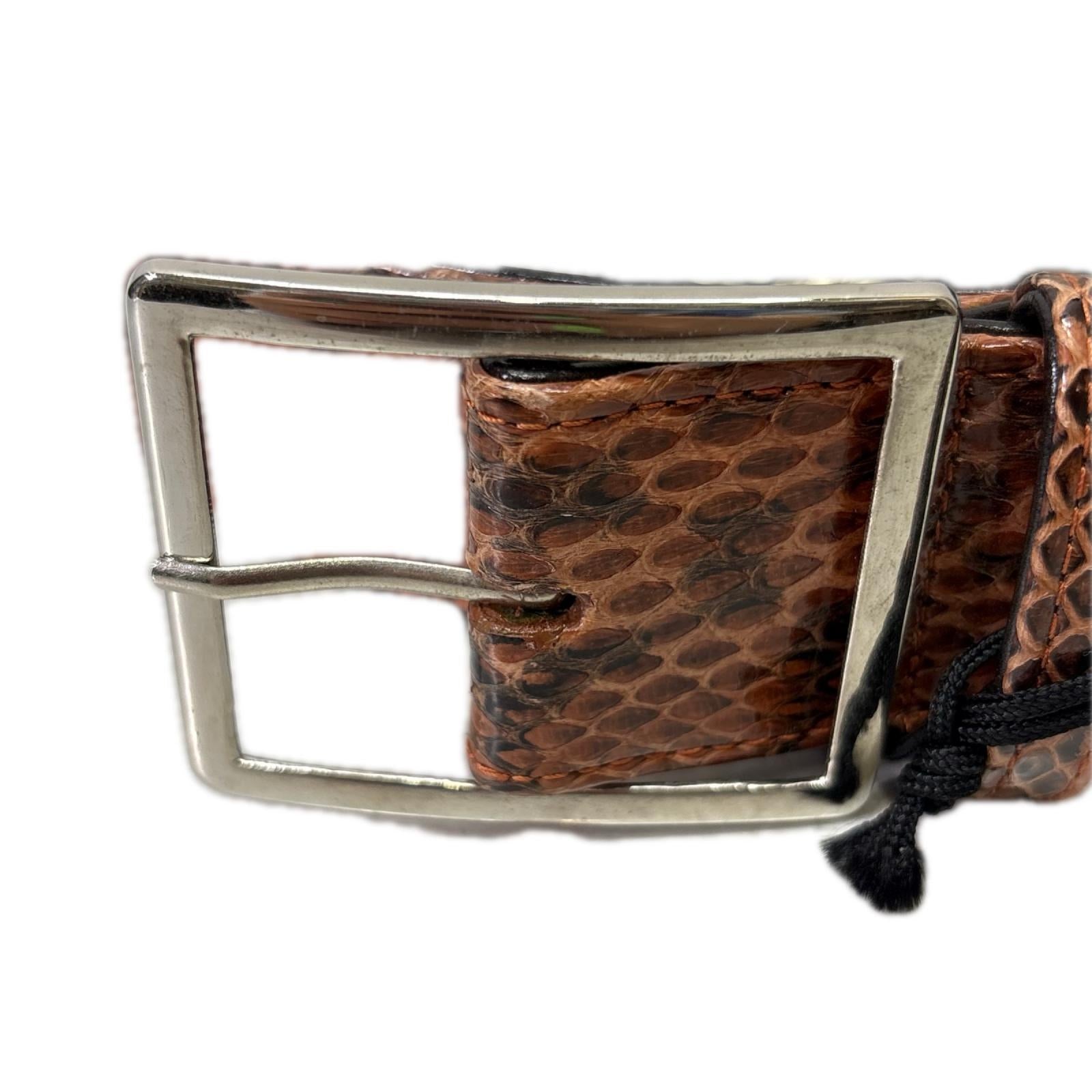 ベルト Python Leather Belt 26 オレンジ