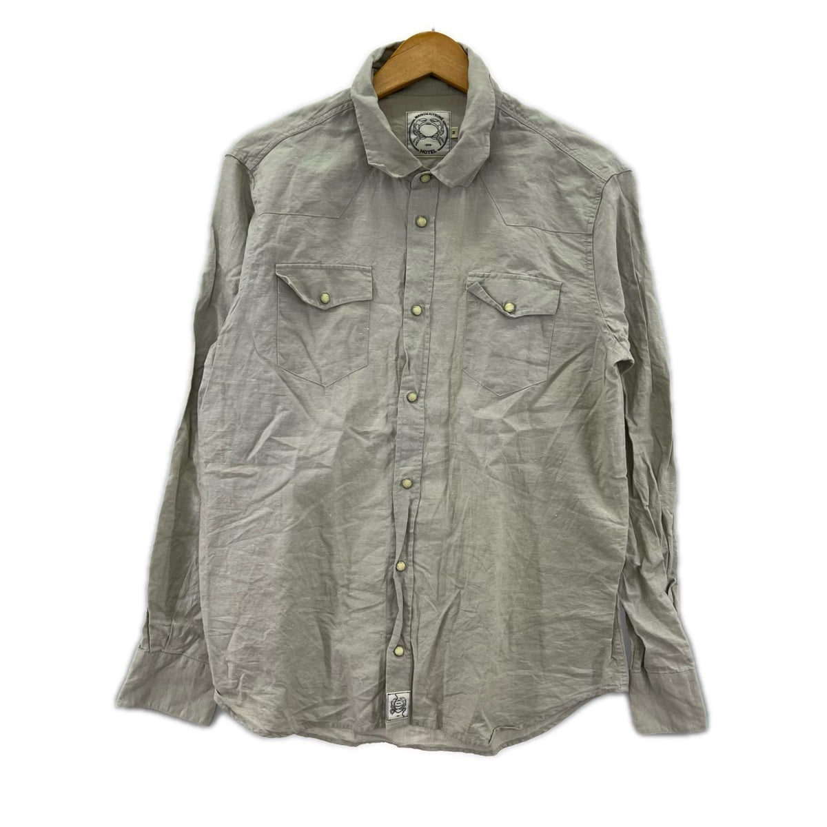 長袖シャツ MAISON KITSUNE HOTEL コットンリネンシャツ オフホワイト M グレー