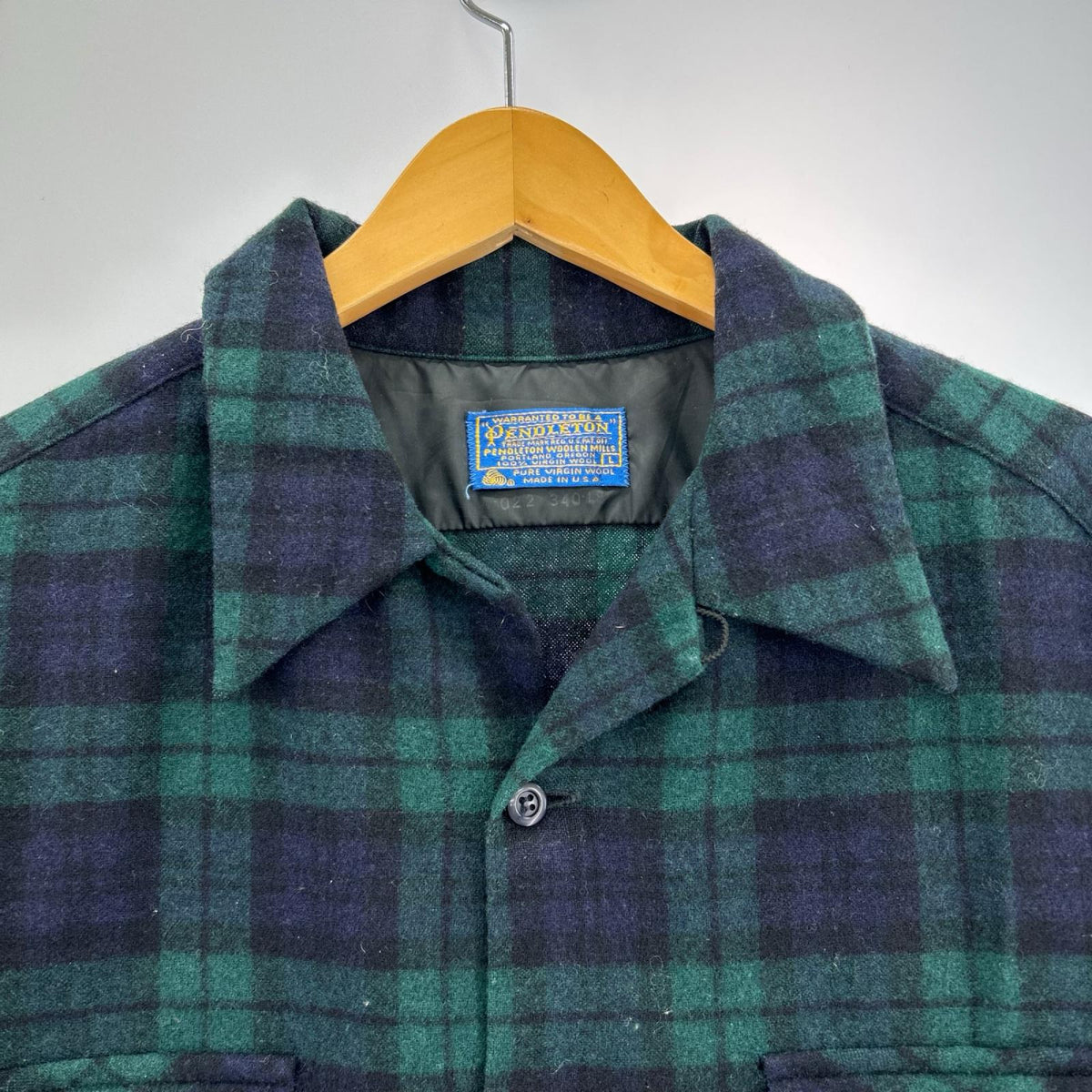 長袖シャツ 70s USA製 ブラックウォッチ ウール ボードシャツ (L) L