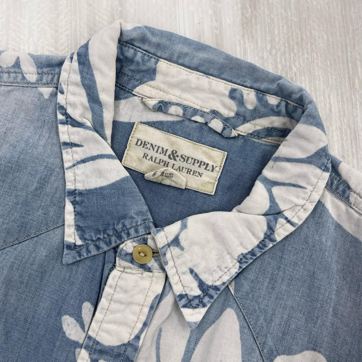 半袖シャツ ウエスタ 花柄 ライトブルー (XL)