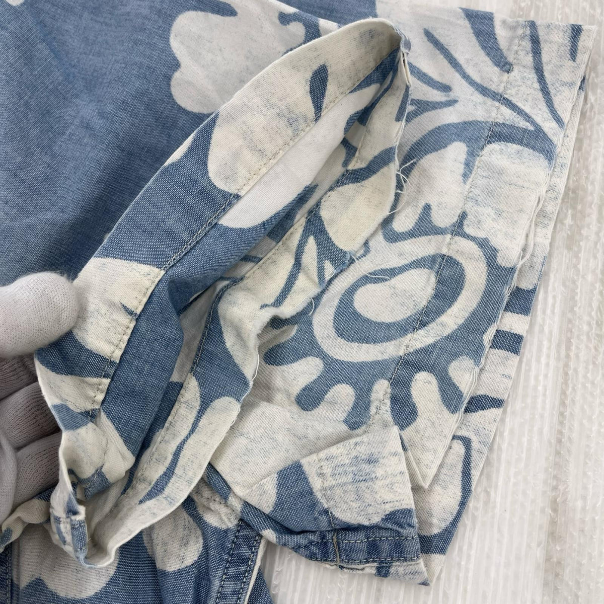 半袖シャツ ウエスタ 花柄 ライトブルー (XL)