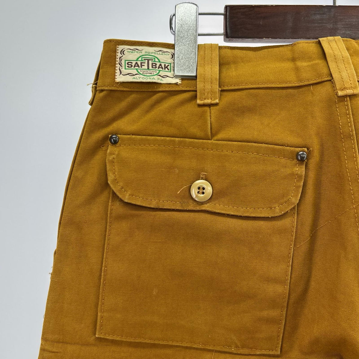 パンツ 70S SAFTBAK レザー切替ダブルニー ダック地茶 (実寸34) ブラウン