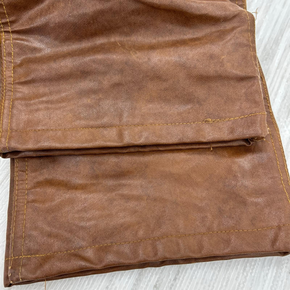 パンツ 70S SAFTBAK レザー切替ダブルニー ダック地茶 (実寸34) ブラウン