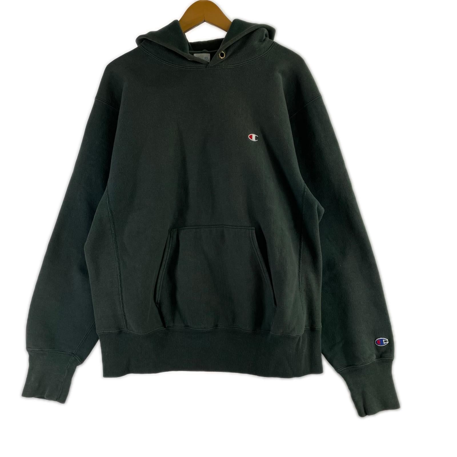 パーカー 90s REVERSE WEAVE HOODIE GREEN L グリーン
