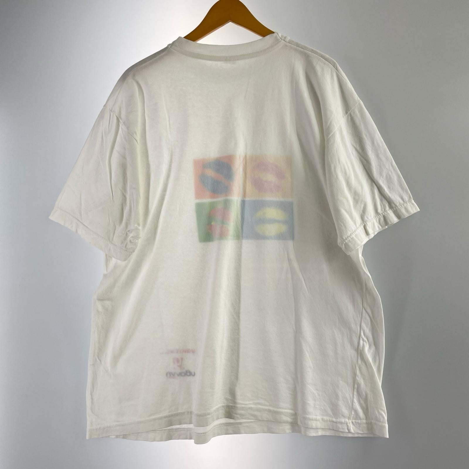 半袖Tシャツ 90~00S マルチカラー唇 白 ホワイト