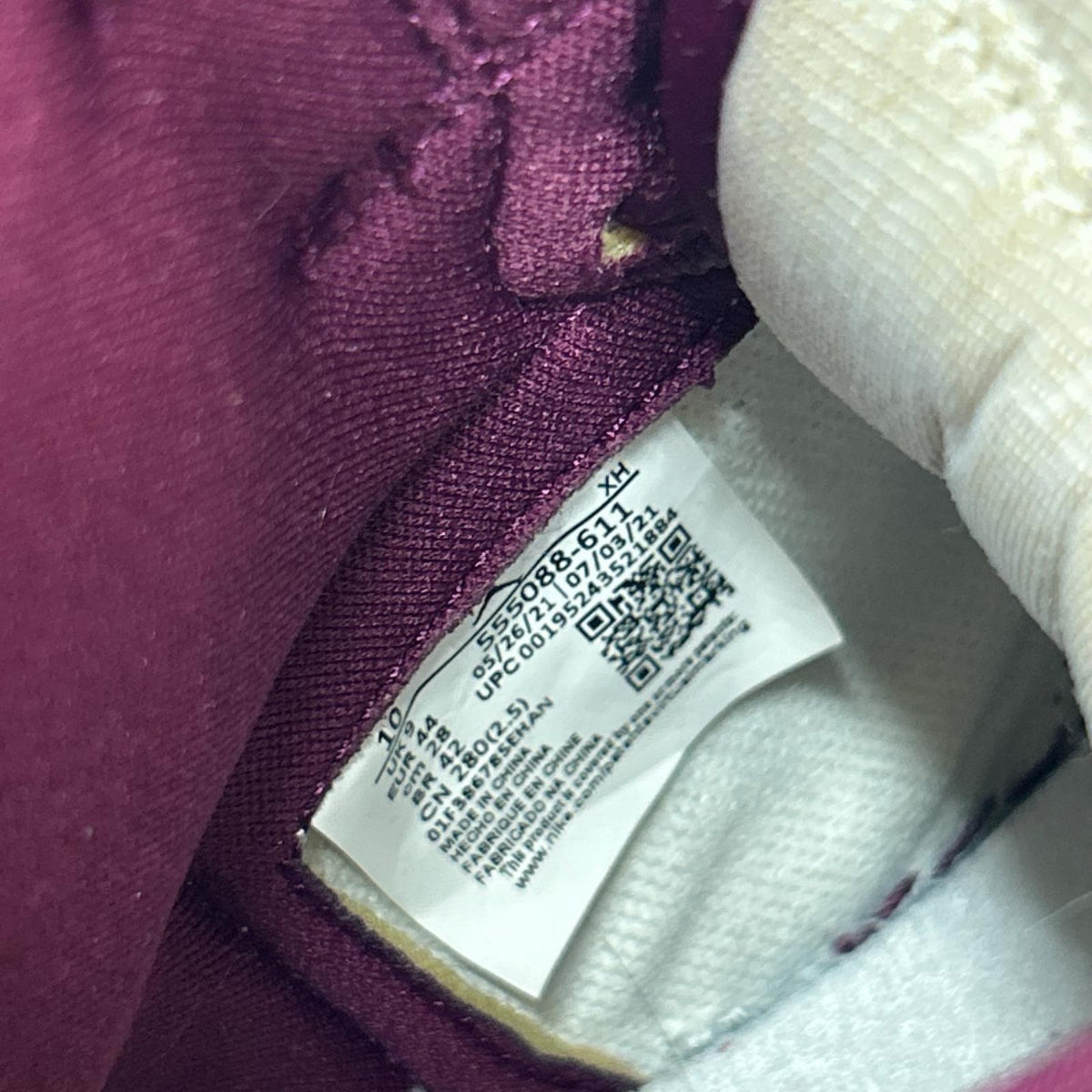 スニーカー jordan 1 high og bordeaux 28cm (US10 UK9 1/2 EU46)
