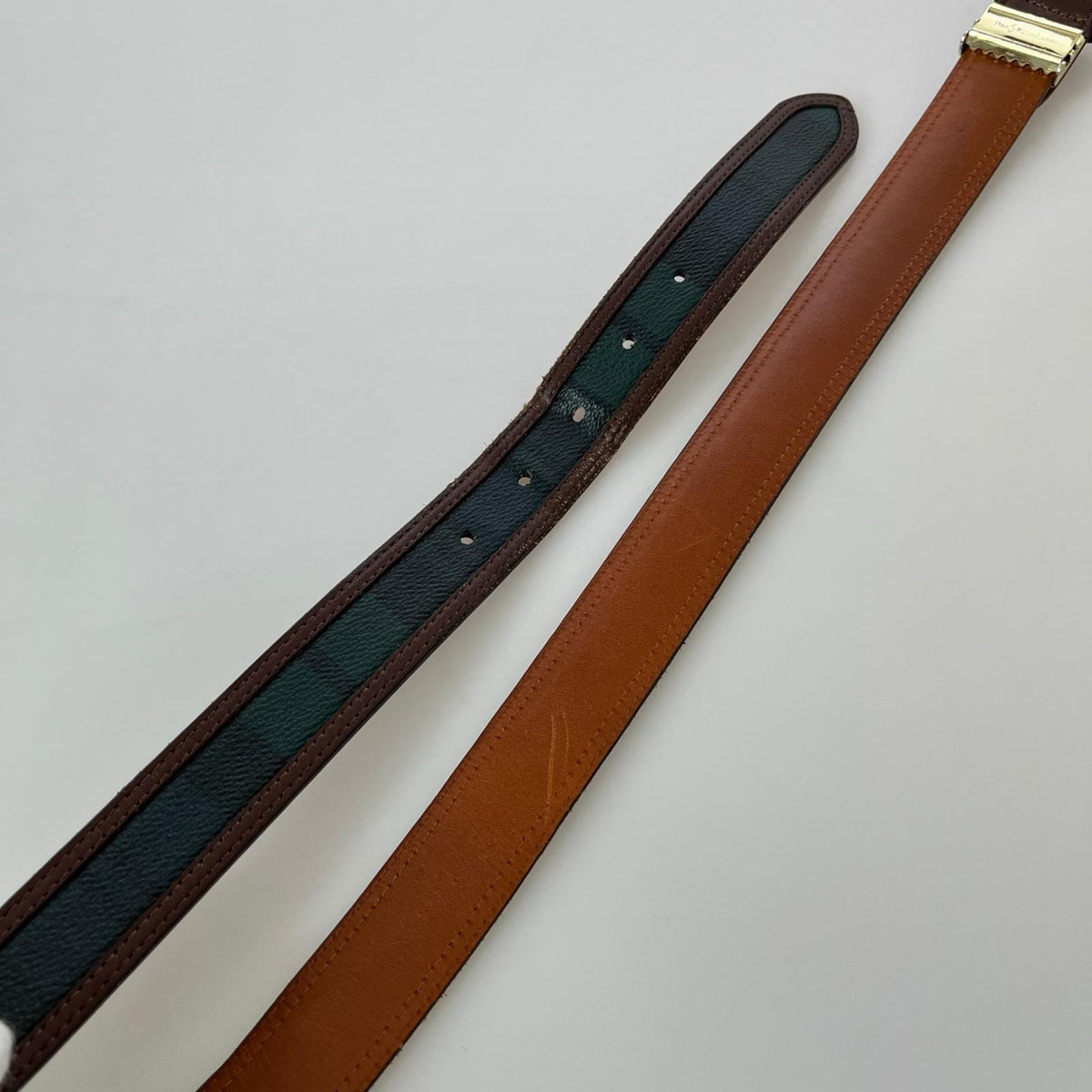 その他アクセサリー チェック柄 レザーベルト グリーン系 グリーン