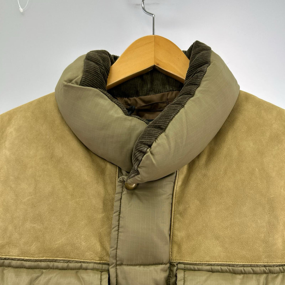 ダウンベスト レザーヨーク キルテッドリップストップ (M) M