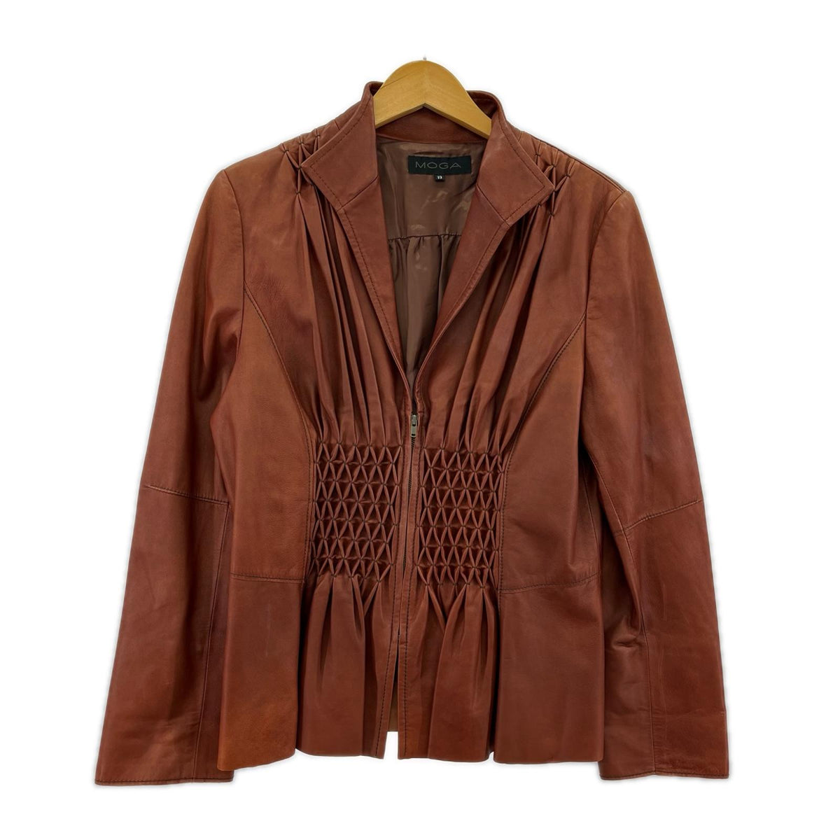 レザージャケット Shirring Leather jacket 13 RED ブラウン